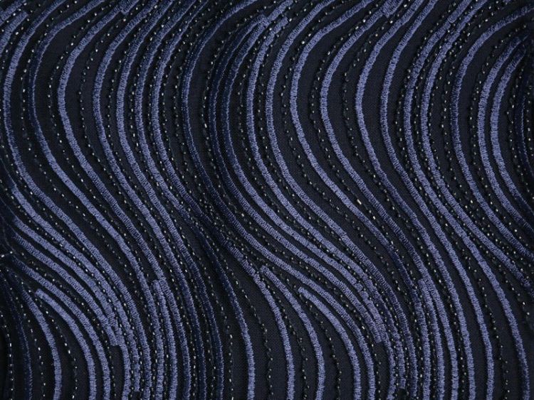 Сетка с вышивкой "Волна" цвет т.синий