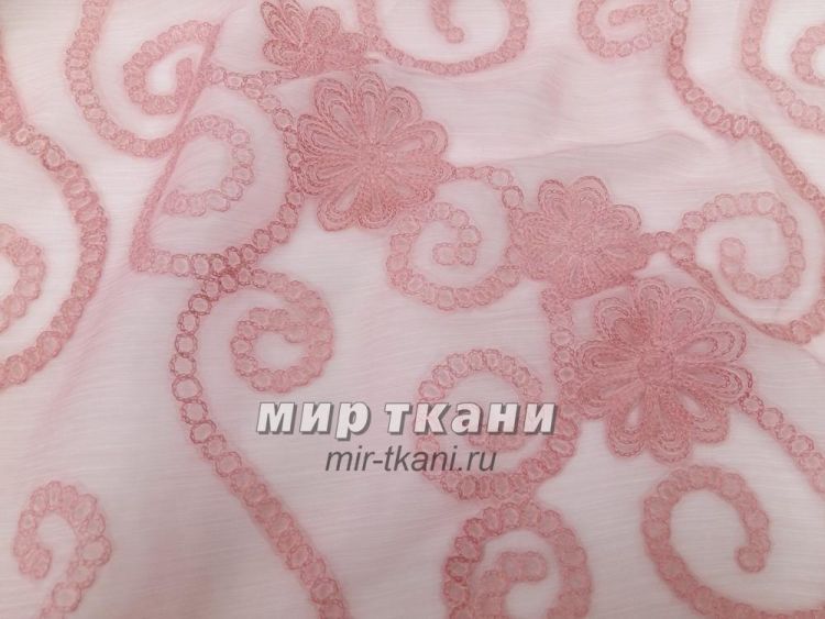 Шифон с вышивкой "Ажур" цвет.002 розовый
